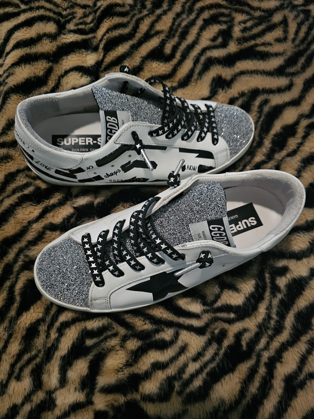 Golden Goose-inspired Silver Glitter Super Star Sneakers
